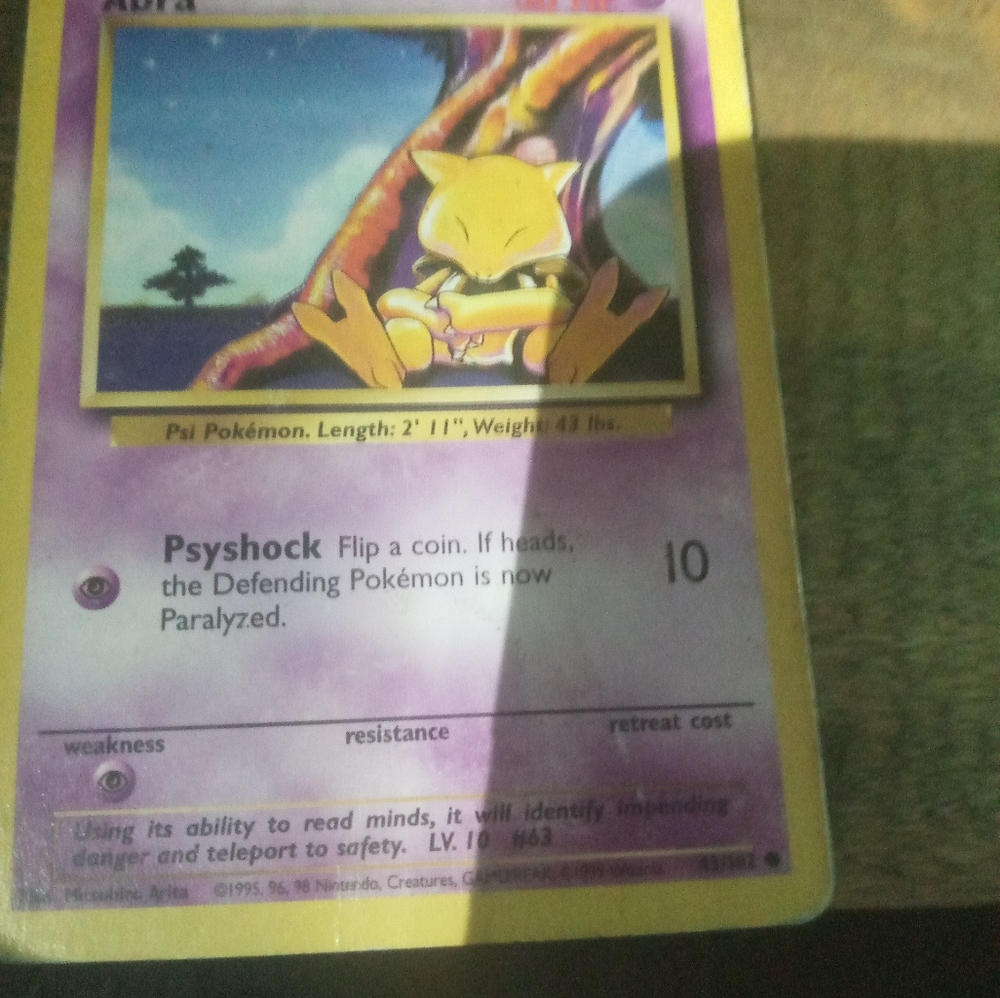 Abra first edition pokemon card